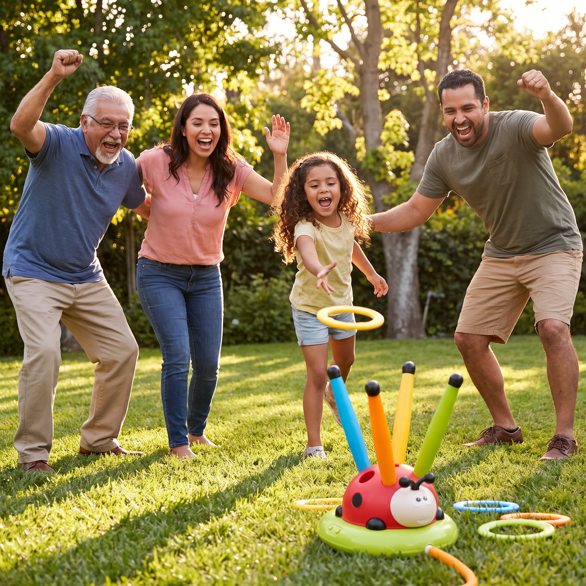 Lanza aros en familia